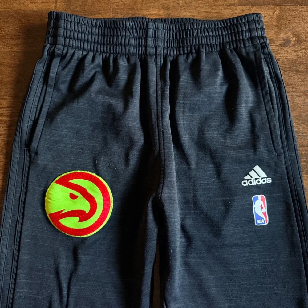Adidas NBA Atlanta Hawks Joggers Mens Small Black Space Dye Sweatpants Pants